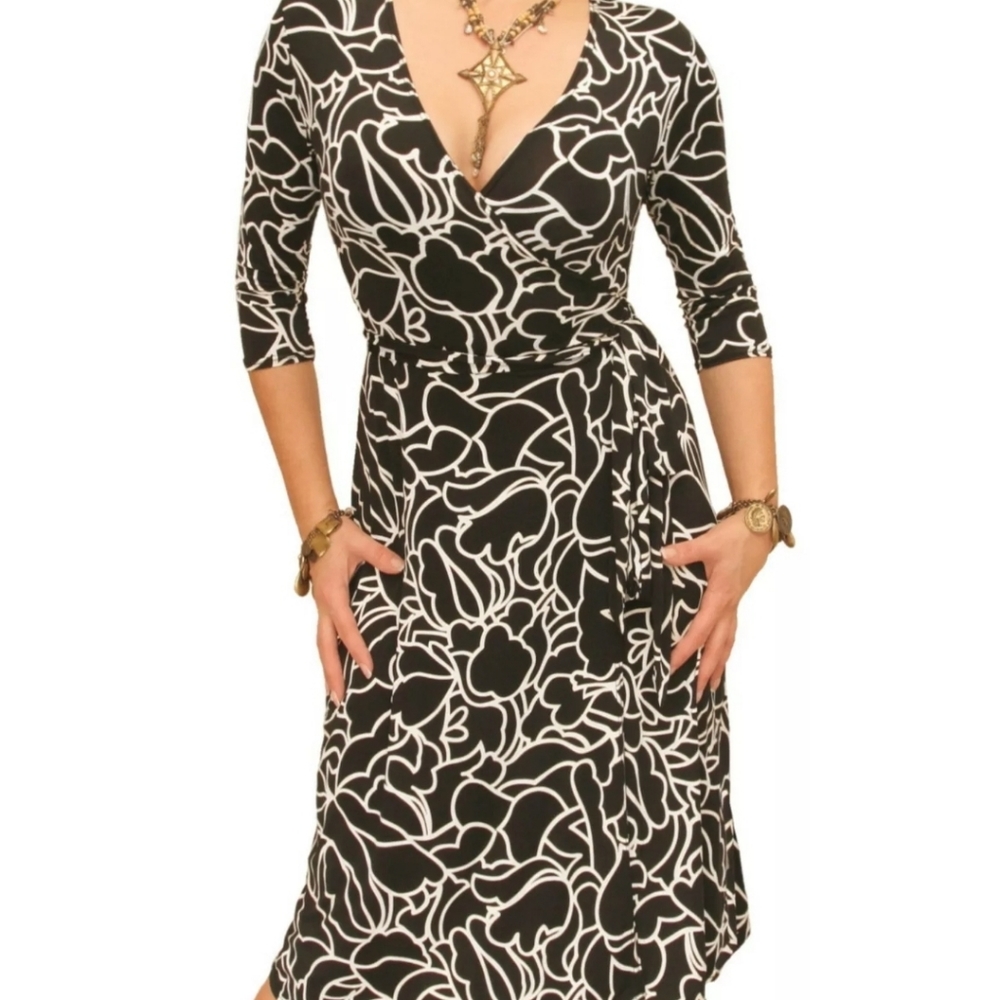 BCBG Squiggle Print Wrap Dress